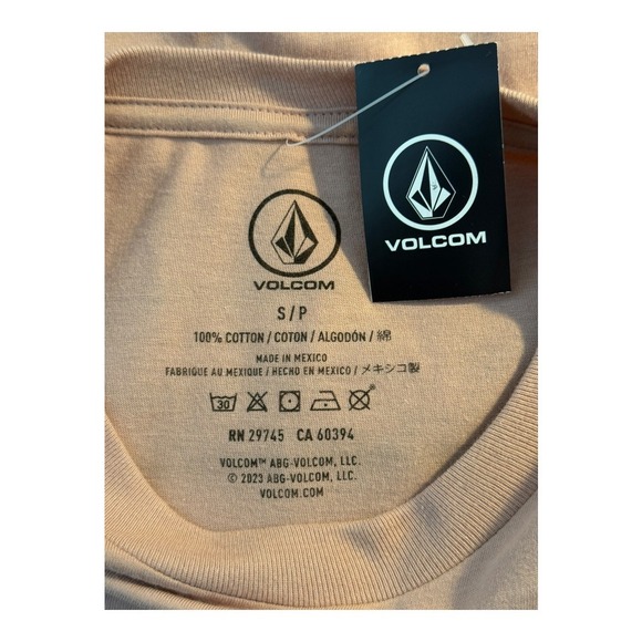 Volcom Stone Company T-Shirt Mens Small Peach Graphic Logo‎ Short Sleeve Tee NWT - Picture 4 of 5